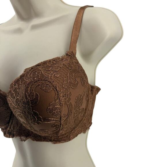 Victoria's Secret Dream Angels Lightly-Lined Lace Demi Bra Chocolatey Lace 36DD - Picture 2 of 8
